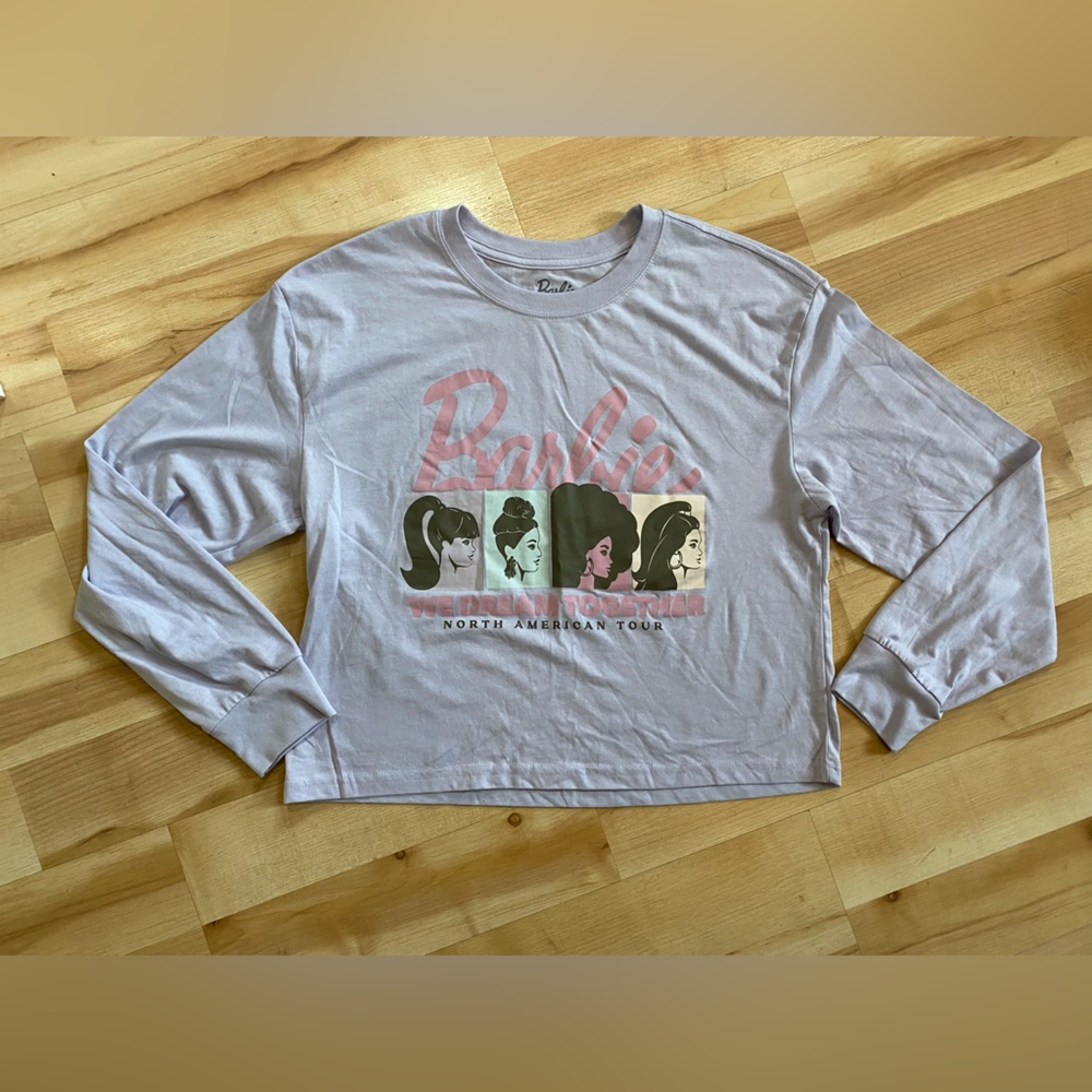 NWOT Barbie light Purple Oversized Crop Tee Sz M